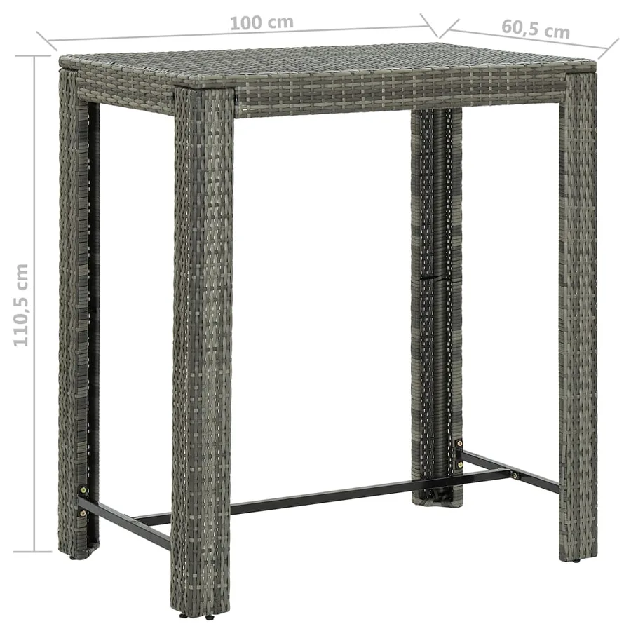 Ensemble de bar de jardin 5 pcs et coussins Résine tressée Gris - 9