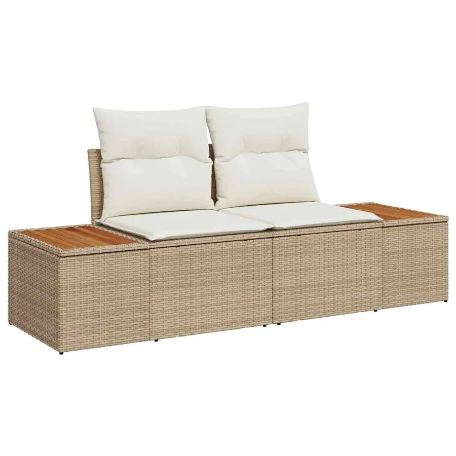Ensemble de canapé de jardin avec coussin 9 pcs Beige polyrotin - 4