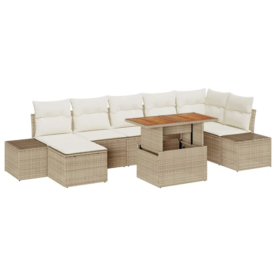 Ensemble de canapé de jardin 8 pcs Beige Poly rotin - 2