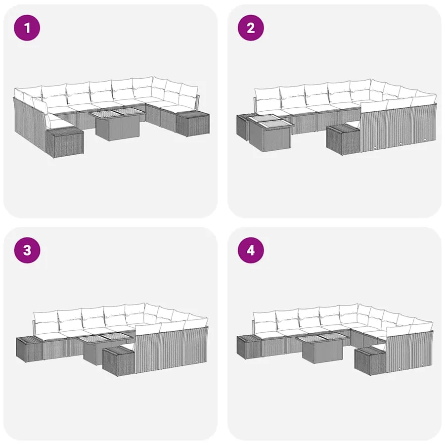 Ensemble de canapé de jardin 11 pcs Gris Poly rotin - 16