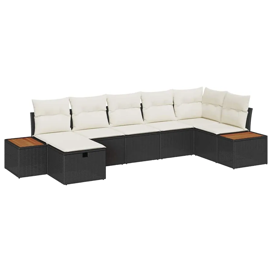 Ensemble de canapé de jardin avec coussin 8 pcs Noir polyrotin - 2