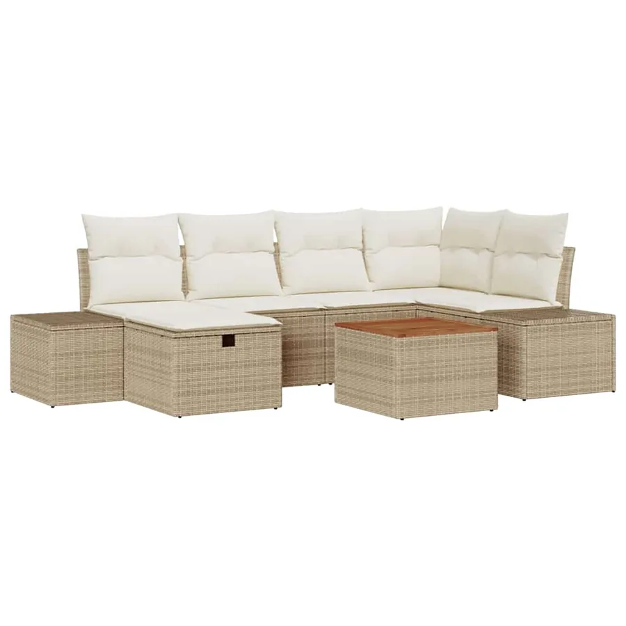 Ensemble de canapé de jardin 7 pcs Beige Poly rotin - 2