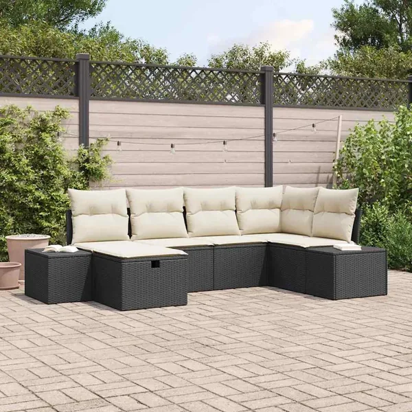 Ensemble de Canapés avec coussin 7 pcs polyrotin