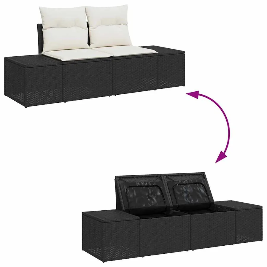 Ensemble de canapé de jardin 8 pcs Noir polyrotin - 12