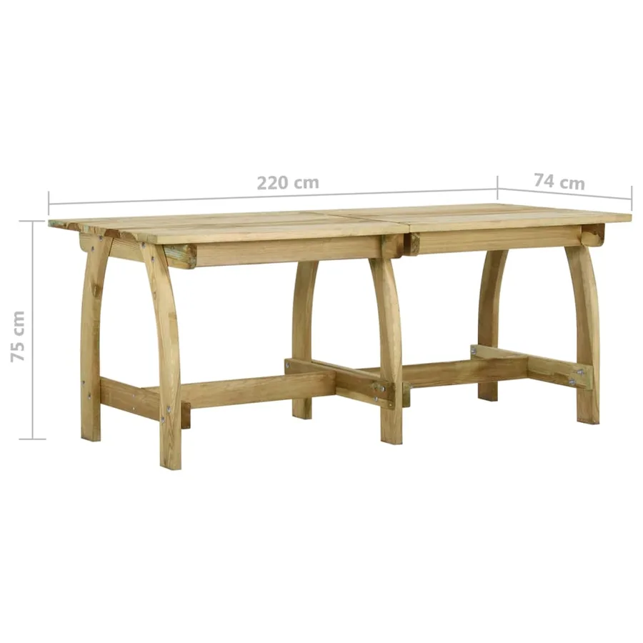 Table de jardin 220x74x75 cm Bois de pin imprégné - 6