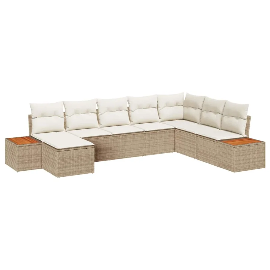 Ensemble de canapé de jardin 8 pcs Beige Poly rotin - 2