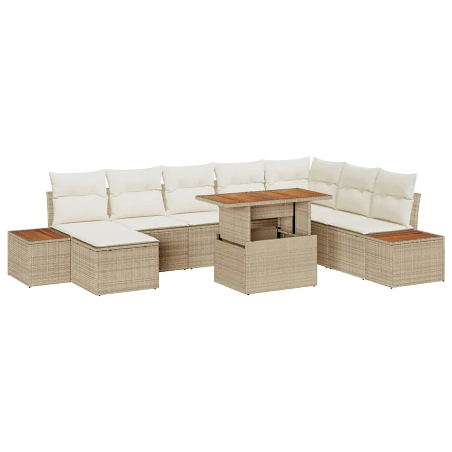 Ensemble de canapé de jardin 9 pcs Beige et crème - 2