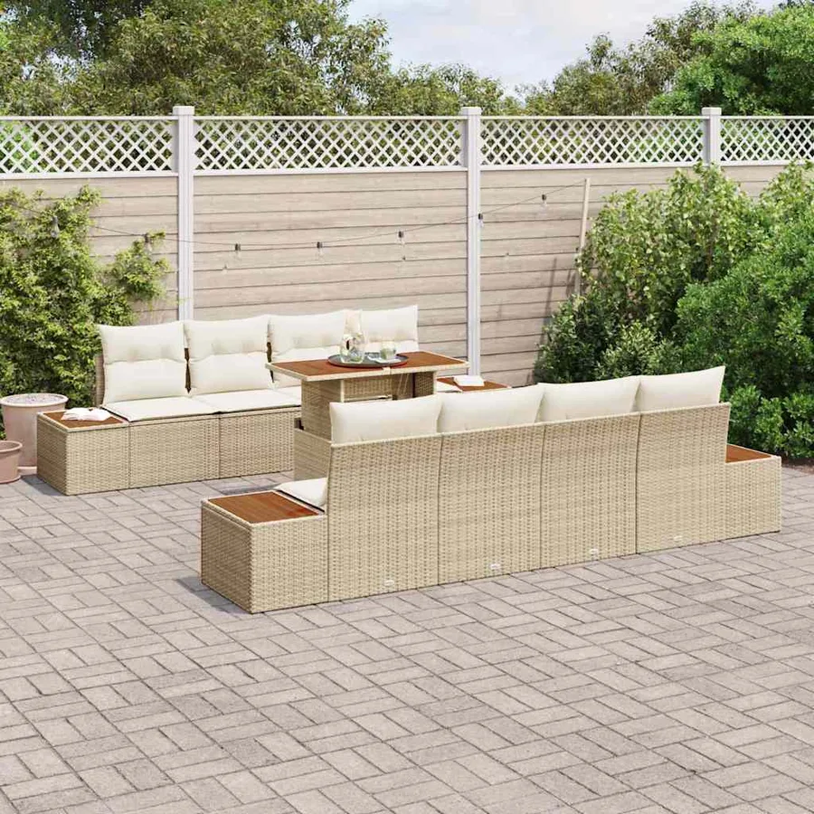 Ensemble de canapé de jardin 9 pc Beige et crème - 3