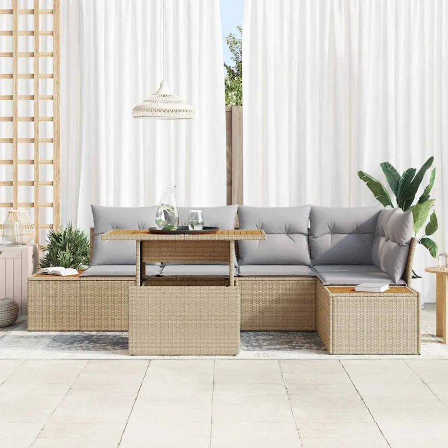 Ensemble de canapé de jardin 6 pc Beige et gris - 3