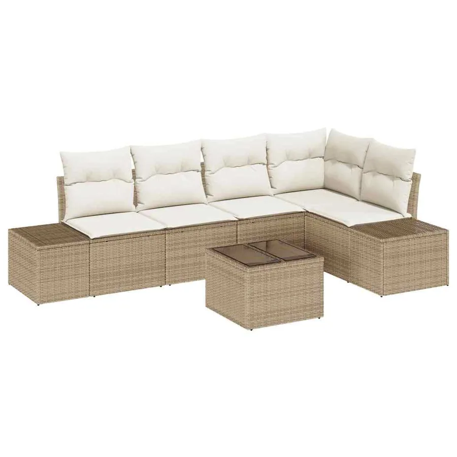 Ensemble de canapé de jardin Beige et crème polyrotin - 2