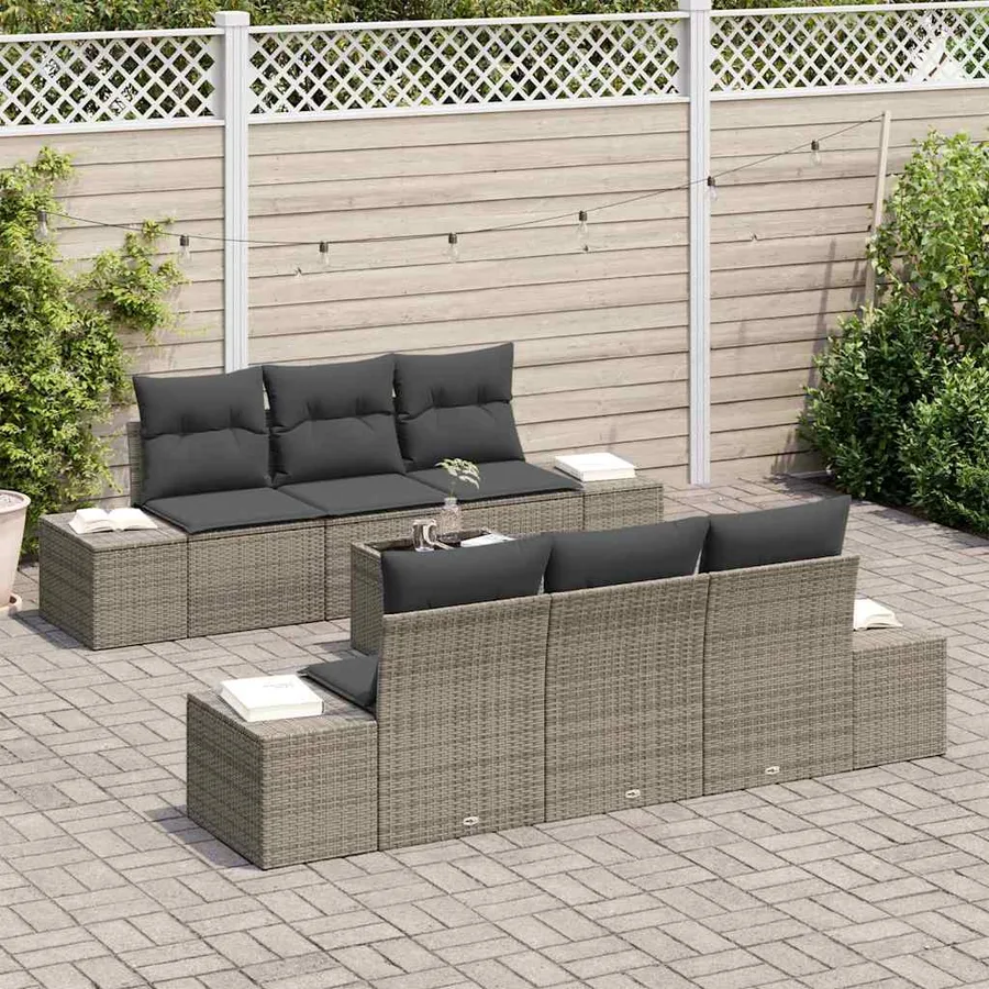 Ensemble de canapé de jardin avec coussin 8 pcs Gris polyrotin - 3