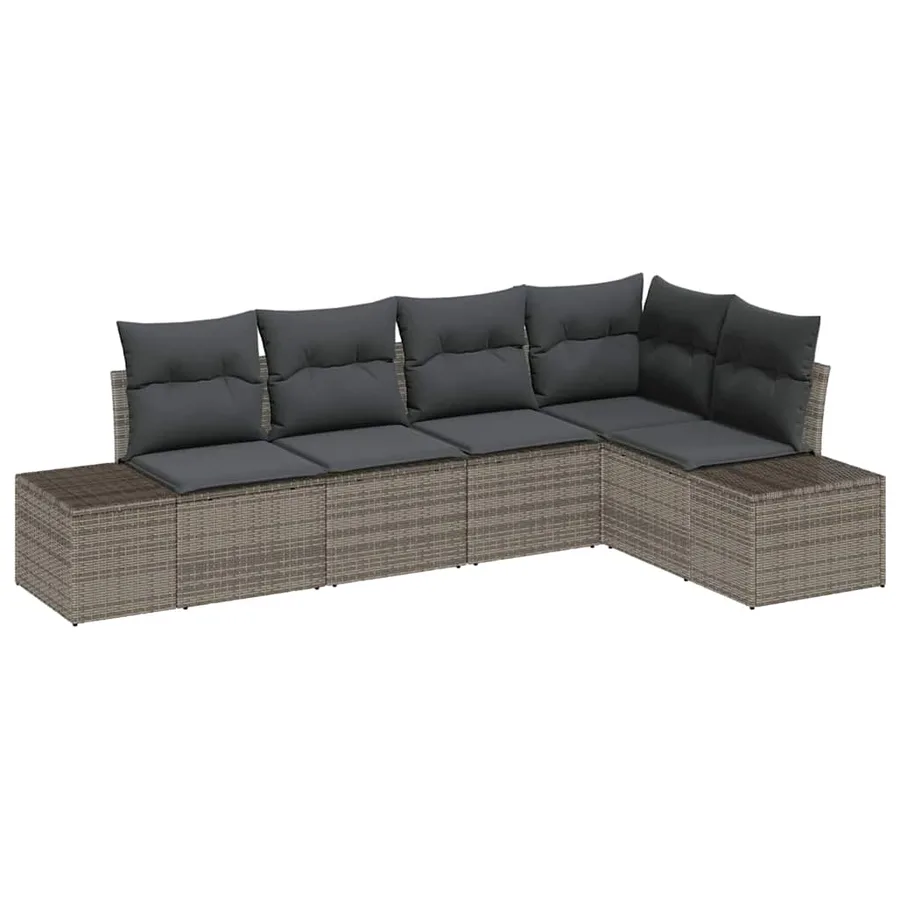 Ensemble de canapé de jardin avec stockage 5 pcs Gris polyrotin - 2