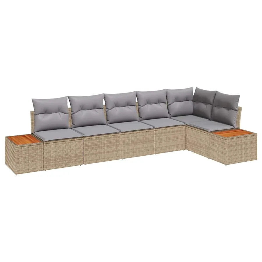 Ensemble de canapé de jardin 6 pcs Beige Poly rotin - 2