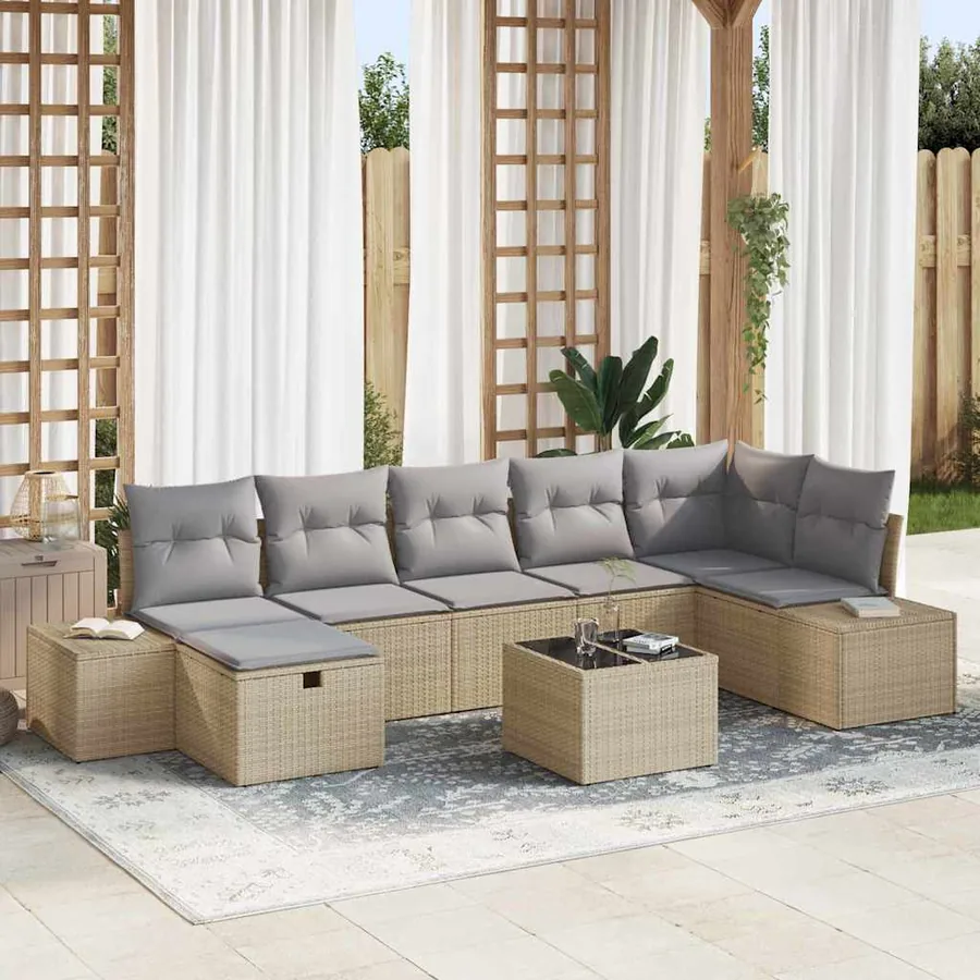 Ensemble de Canapés avec coussin 7 pcs polyrotin