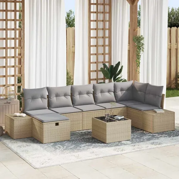 Ensemble de Canapés avec coussin 7 pcs polyrotin