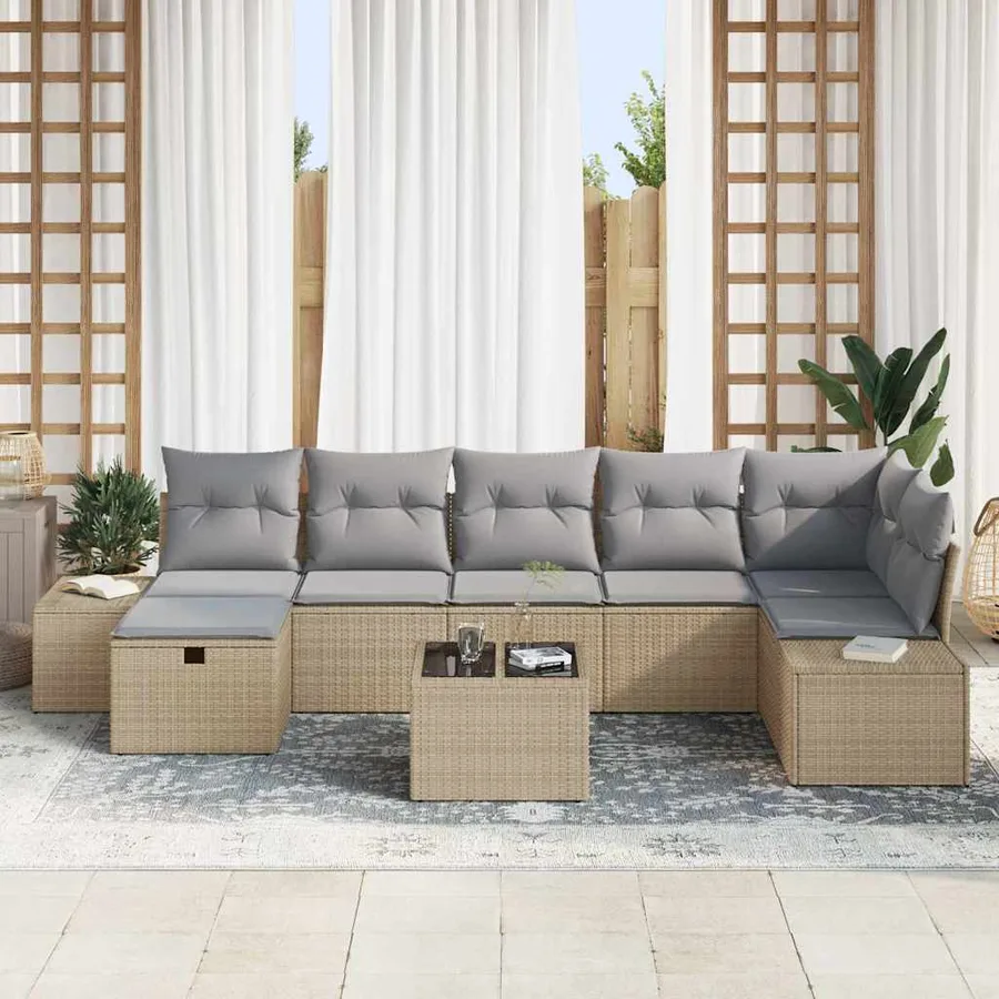 Ensemble de Canapés avec coussin 7 pcs polyrotin - 3