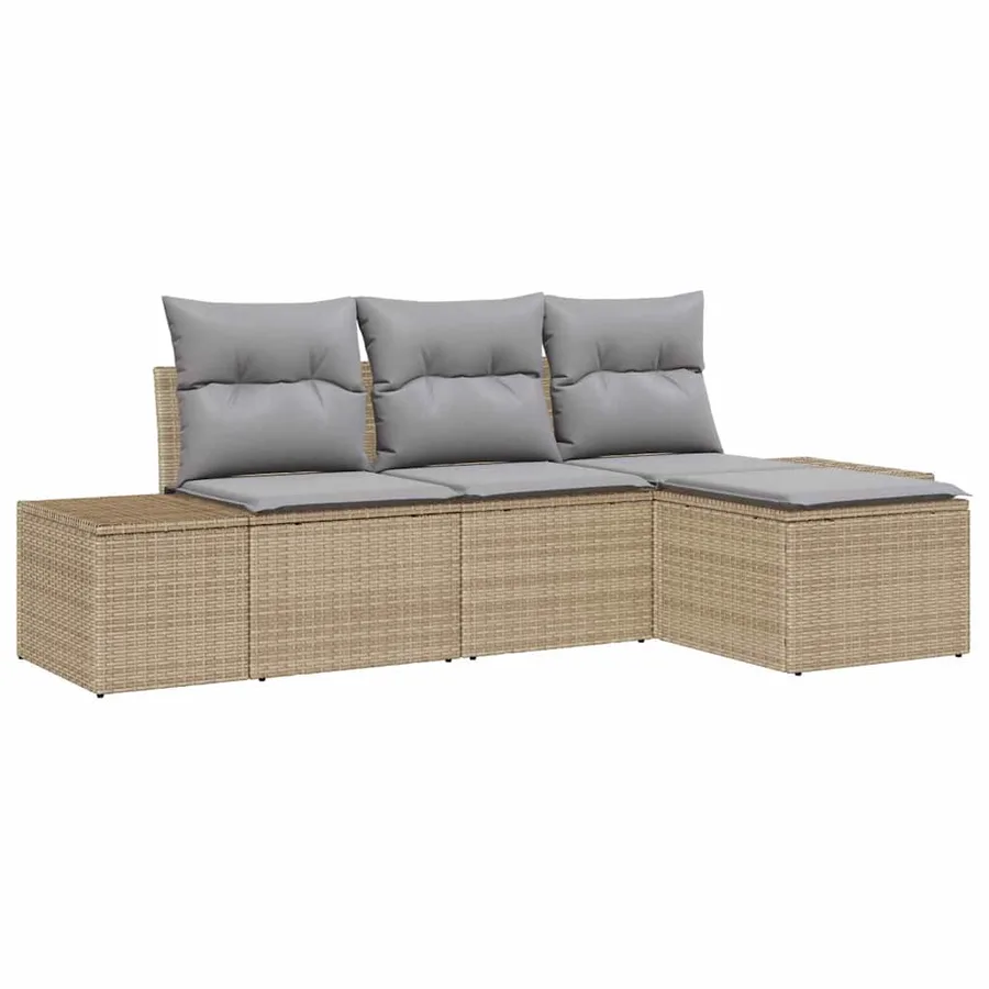 Ensemble de canapé de jardin 4 pcs Beige et Gris clair - 2