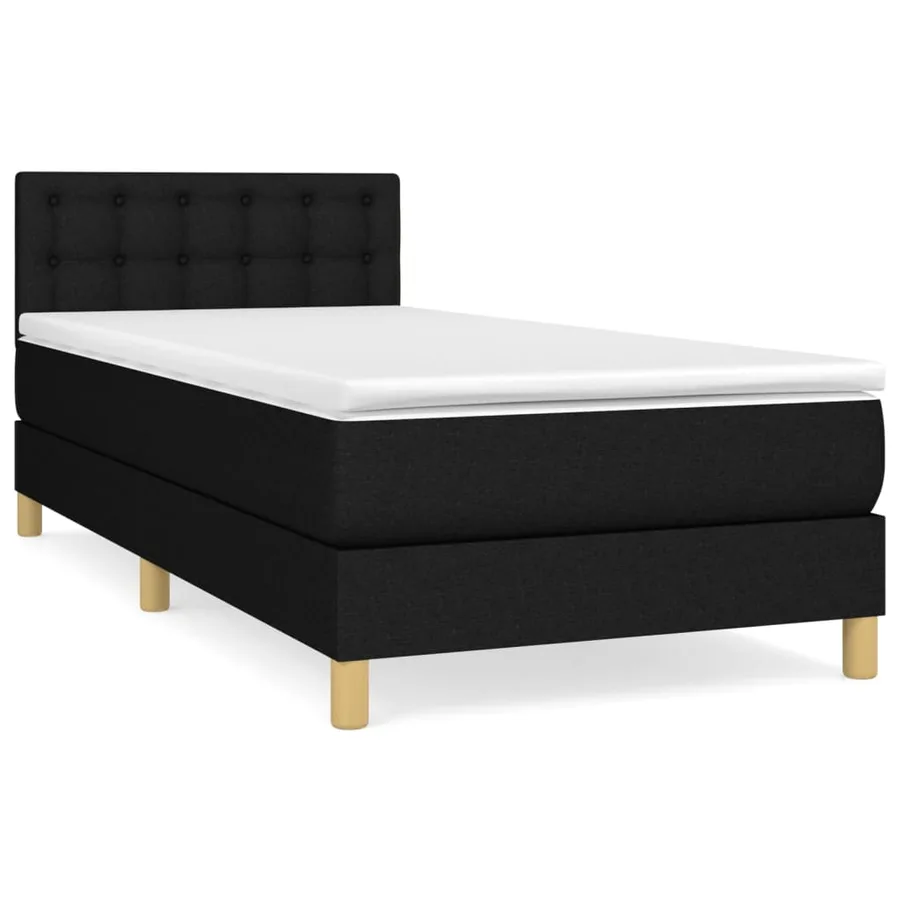 Sommier à lattes de lit avec matelas Noir 100x200 cm Tissu - 2