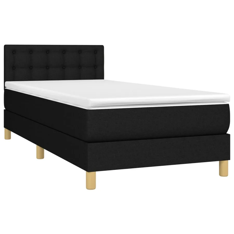 Sommier à lattes de lit avec matelas Noir 100x200 cm Tissu - 3