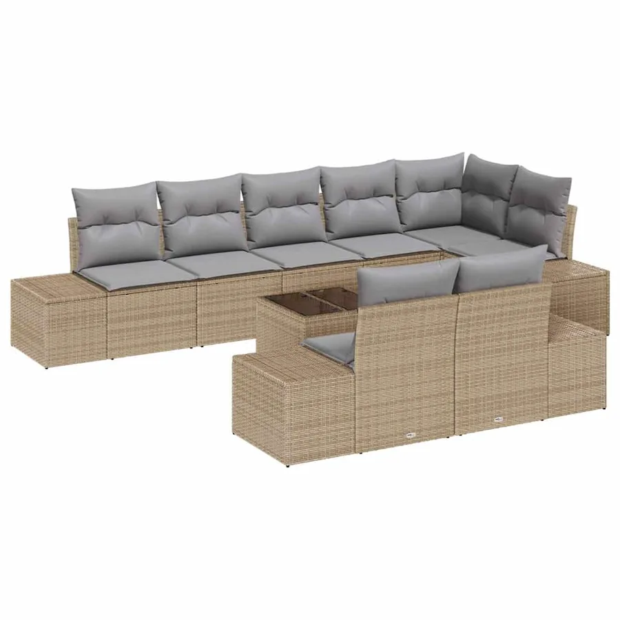 Ensemble de canapé de jardin Beige et Gris clair Poly rotin - 2