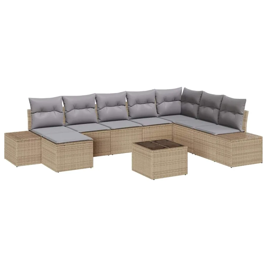 Ensemble de canapé de jardin 8 pcs Beige et gris clair - 2