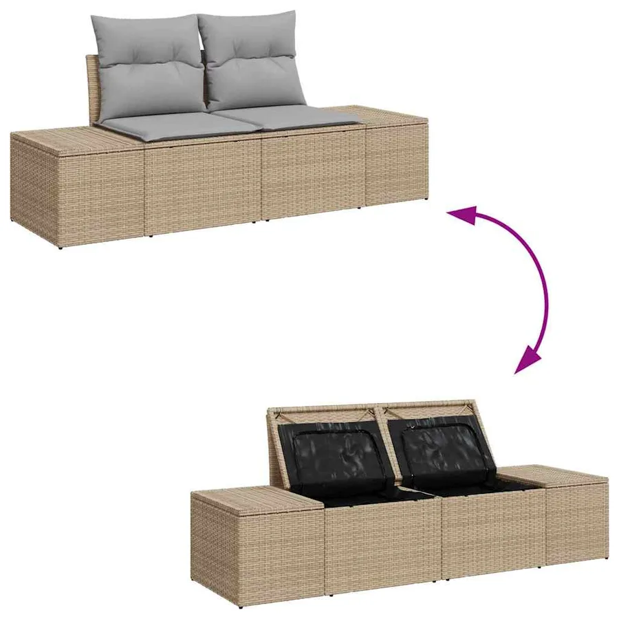 Ensemble de canapé de jardin 8 pcs Beige Poly rotin - 10