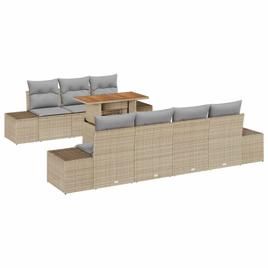 Ensemble de canapé de jardin 8 pcs Beige Poly rotin - 2