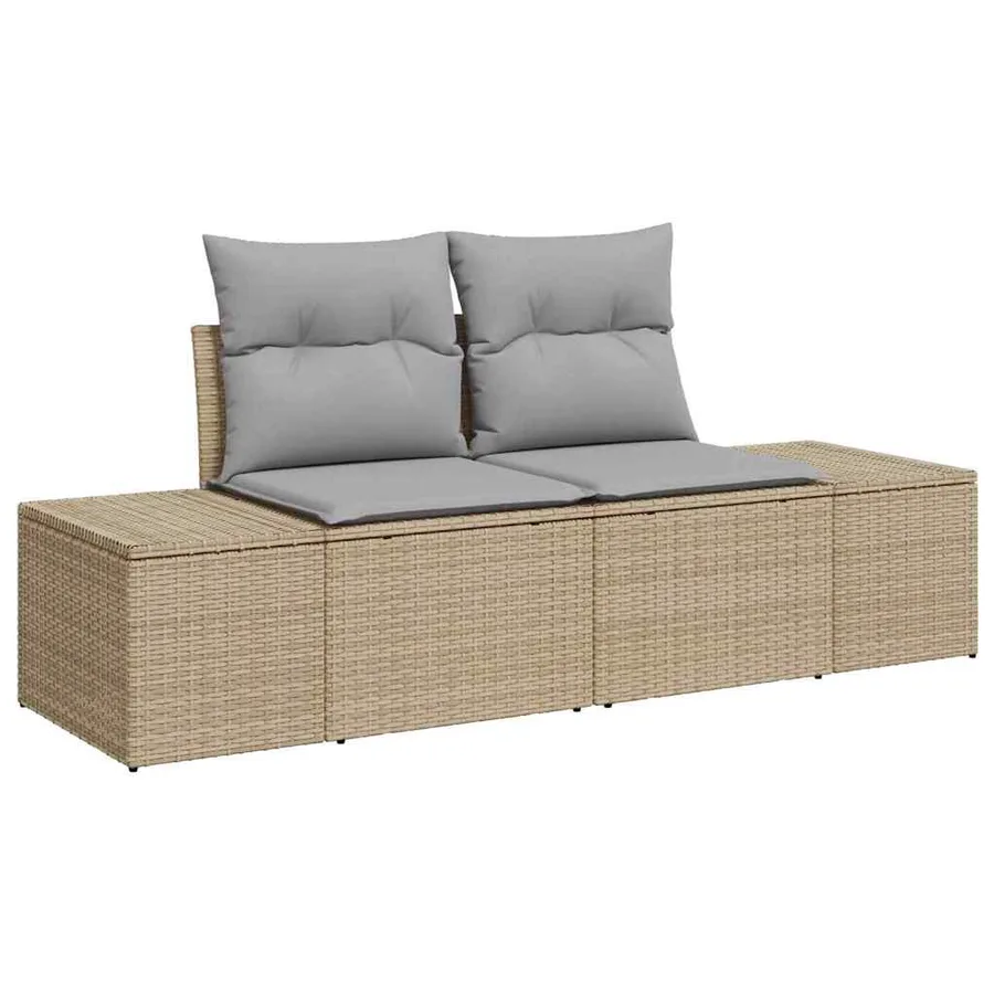 Ensemble de canapé de jardin 7 pcs Beige polyrotin - 4