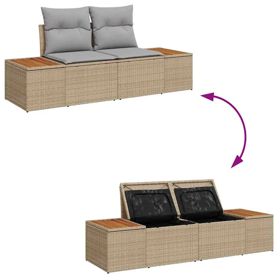 Ensemble de canapé de jardin 6 pcs Beige Poly rotin - 11