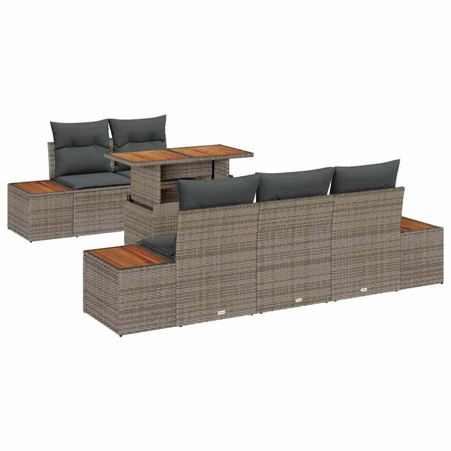 Ensemble de canapé de jardin 6 pc Gris et marron - 2