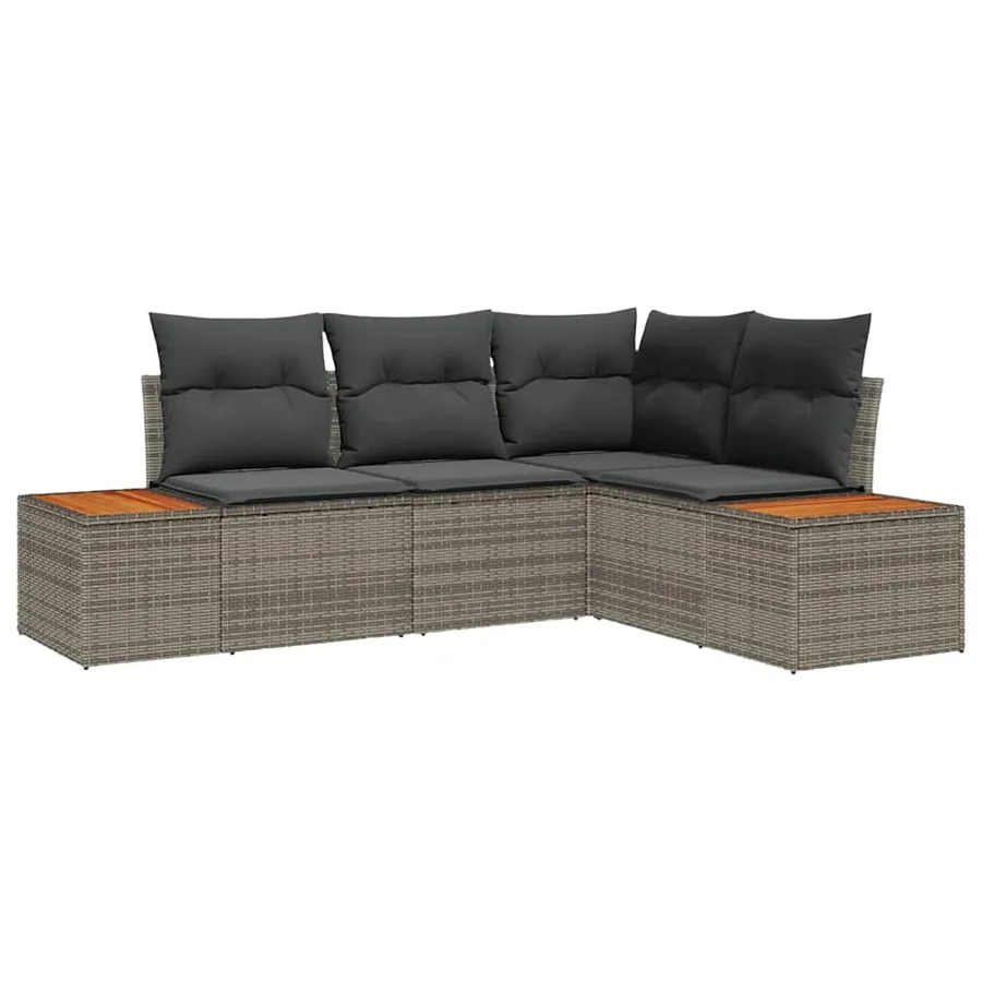 Ensemble de canapé de jardin 5 pcs Beige Poly rotin - 2