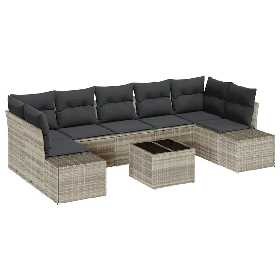 Ensemble de canapé de jardin 8 pcs Gris clair et gris foncé - 2