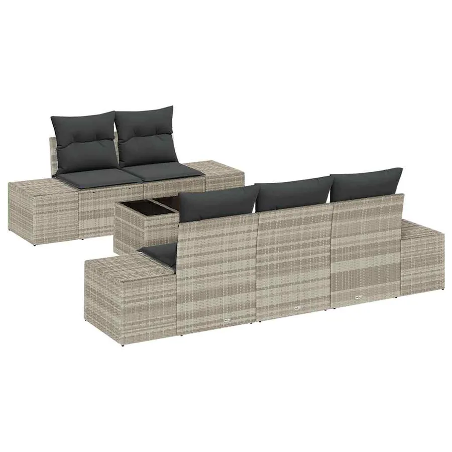 Ensemble de canapé de jardin 6 pcs Gris clair et gris foncé - 2