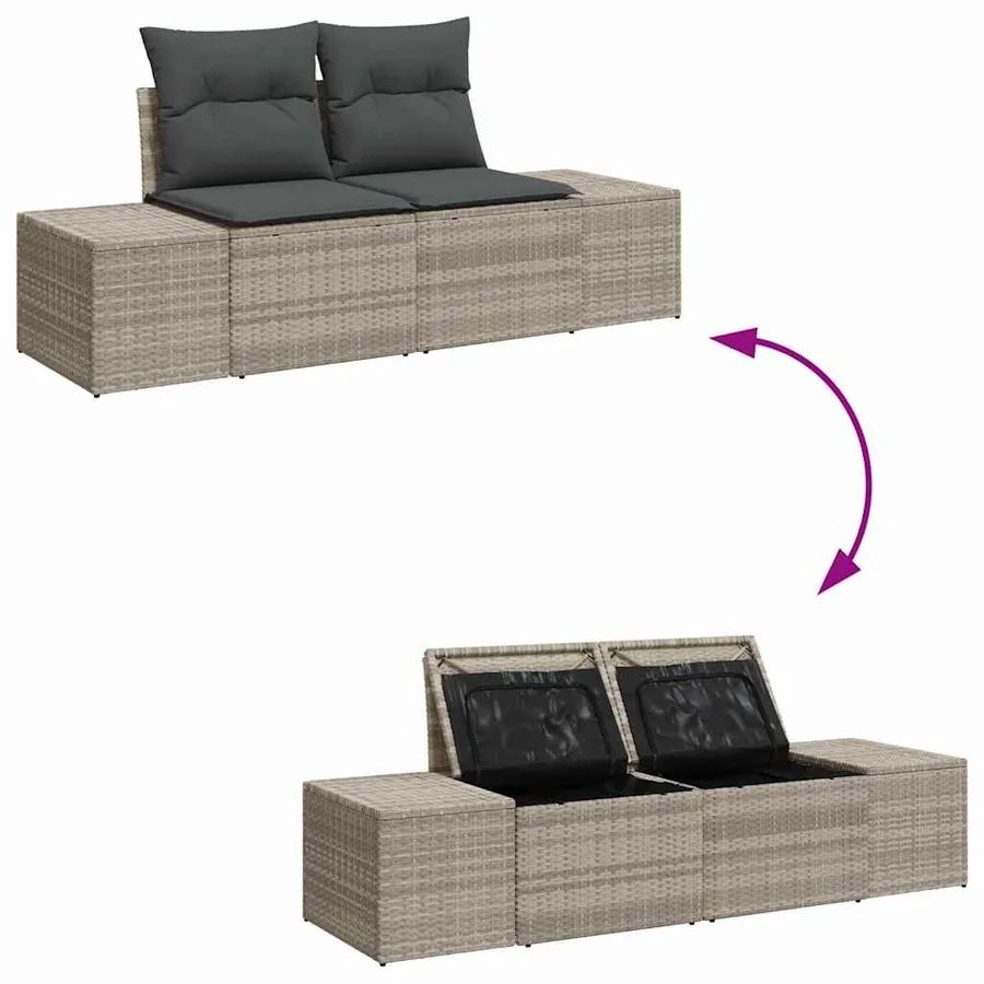 Ensemble de canapé de jardin 7 pcs Gris clair polyrotin - 11
