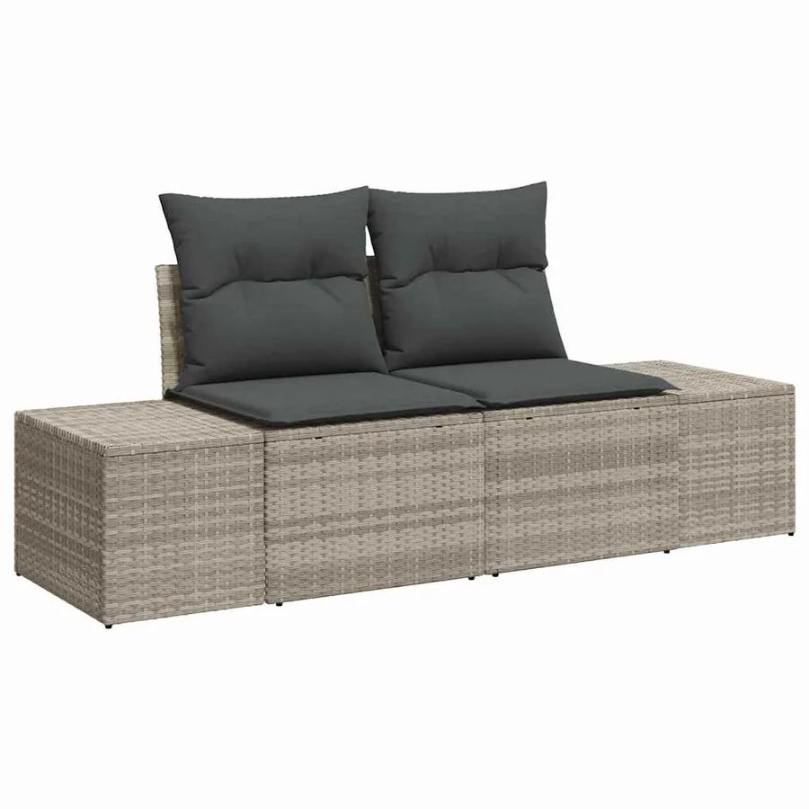 Ensemble de canapé de jardin 7 pcs Gris clair polyrotin - 4