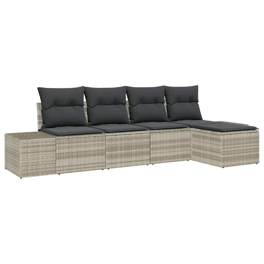 Ensemble de canapé de jardin 5 pcs Gris clair polyrotin - 2