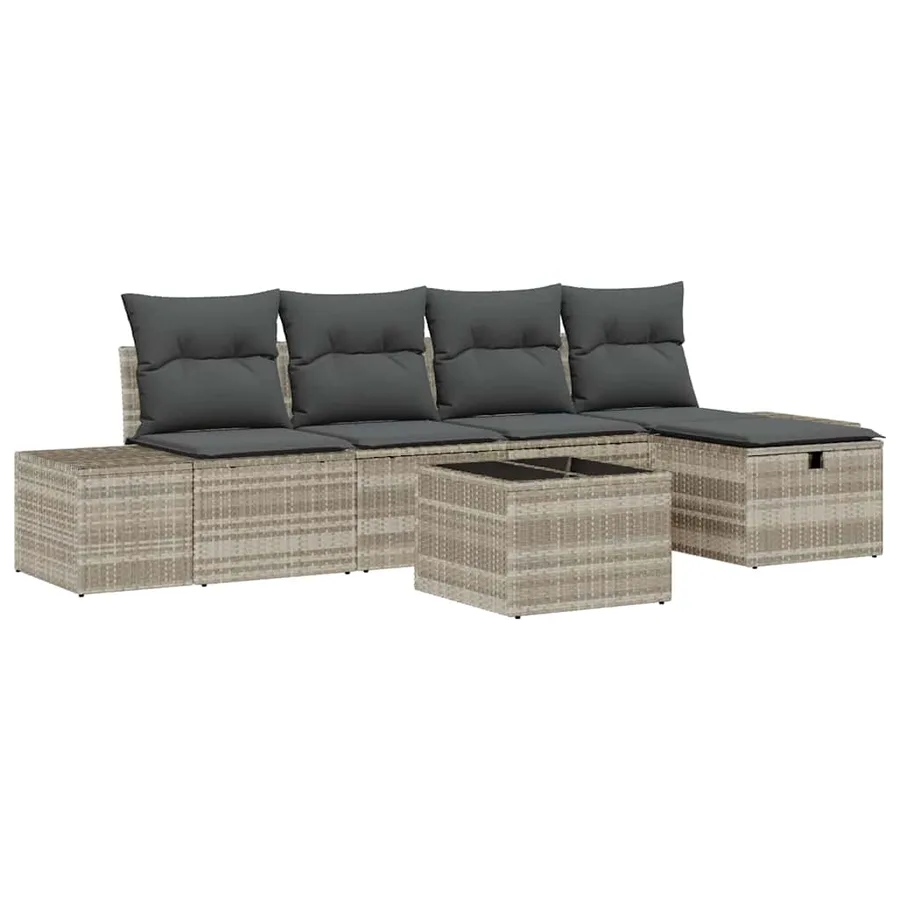 Ensemble de Canapés avec coussin 6 pcs polyrotin - 2