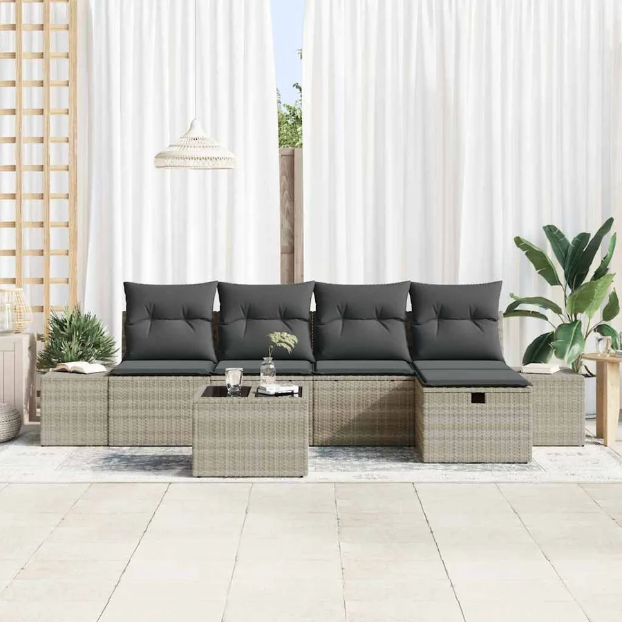 Ensemble de Canapés avec coussin 6 pcs polyrotin - 3