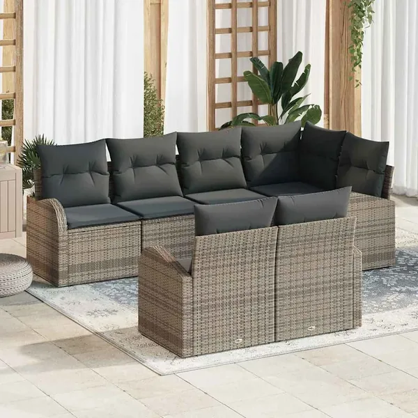 Ensemble de canapé de jardin Gris polyrotin