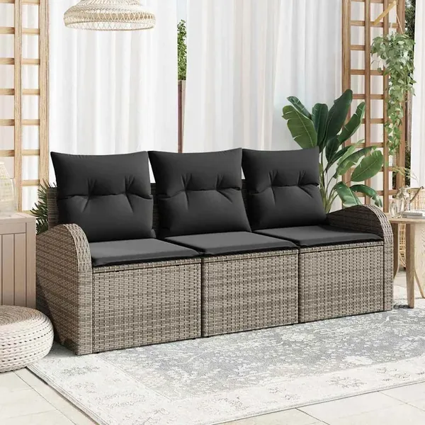 Ensemble de canapé de jardin Gris polyrotin