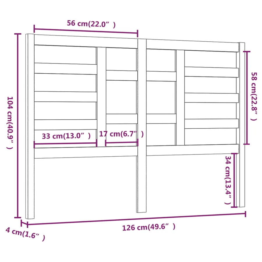 Tête de lit Gris 126x4x104 cm Bois massif de pin - 6