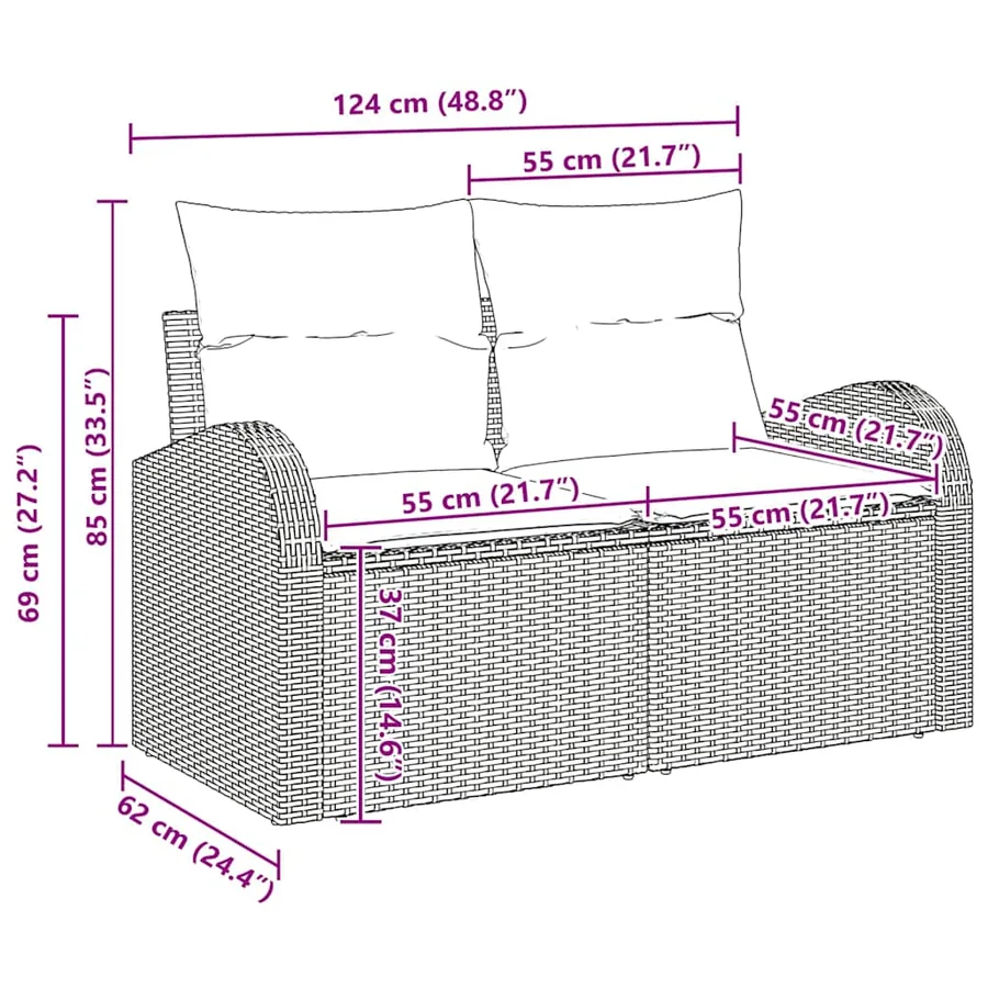 Ensemble de Canapés avec coussin 5 pcs Gris Polyester - 9