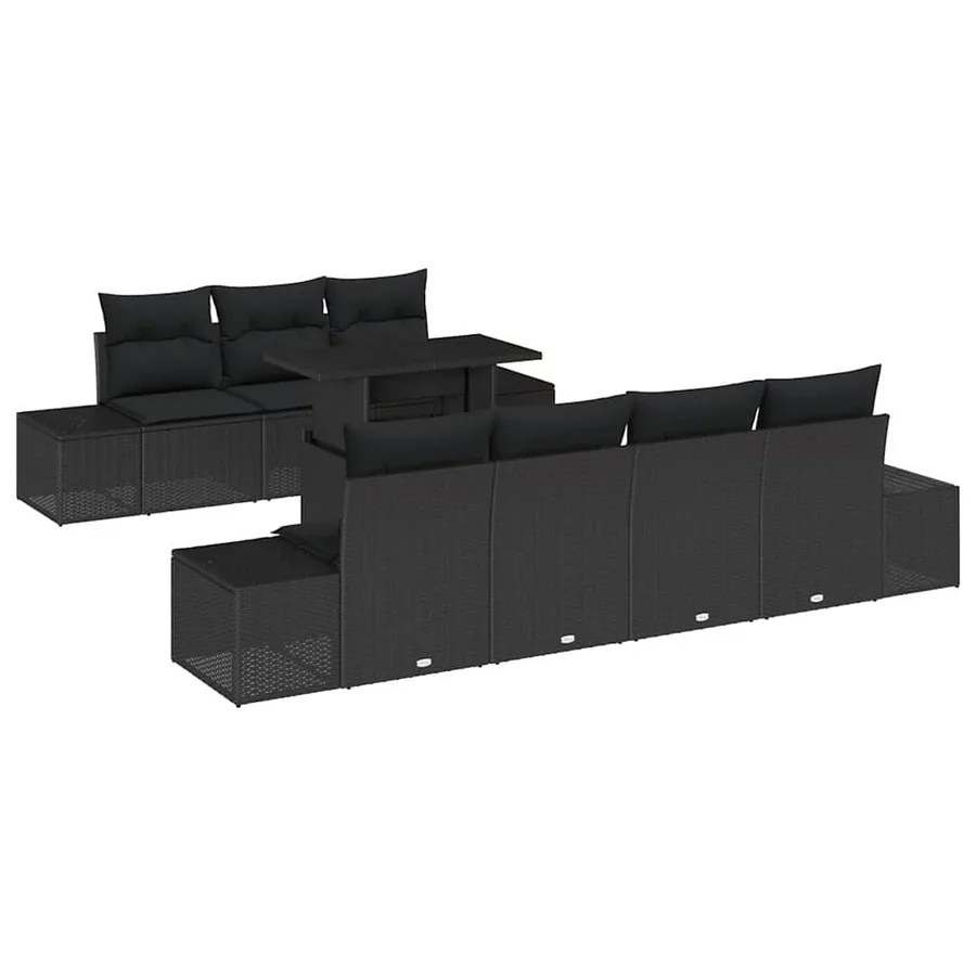 Ensemble de Canapés avec coussin 8 pcs Noir polyrotin - 2