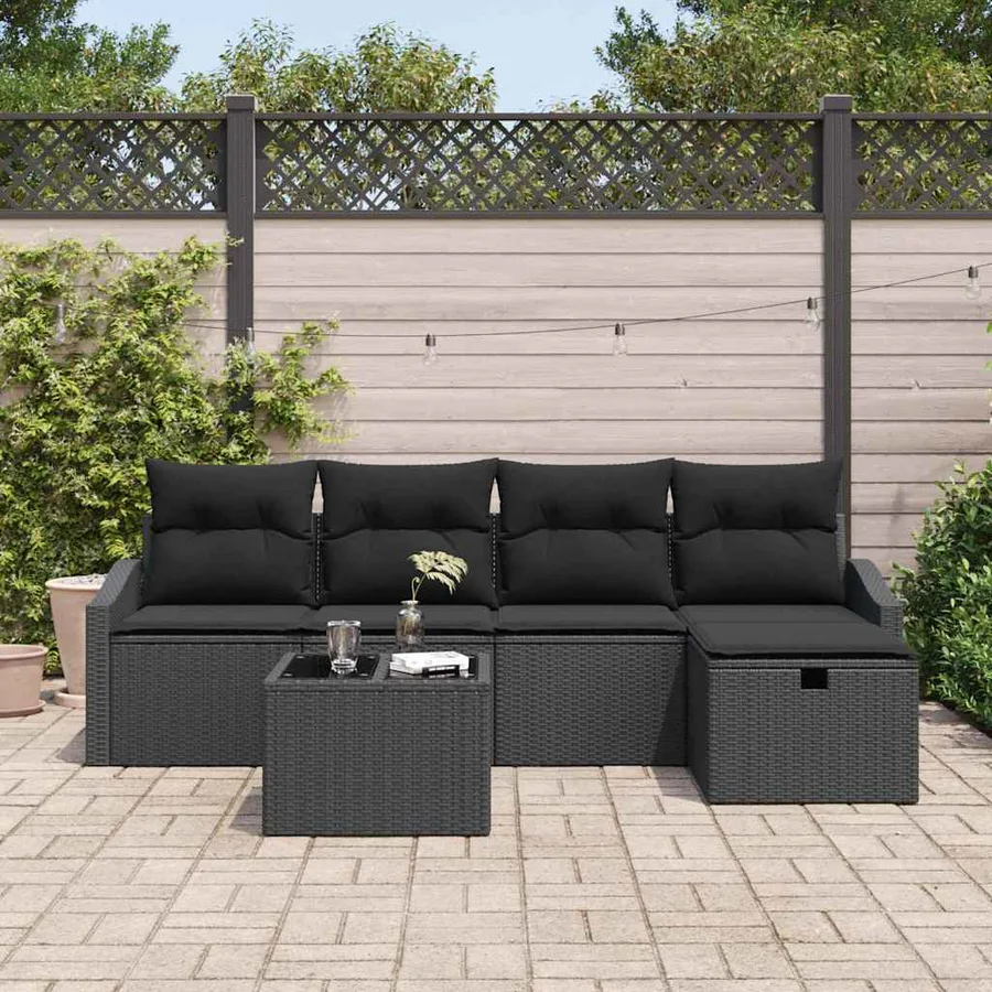 Ensemble de Canapés avec coussin 6 pcs polyrotin - 3