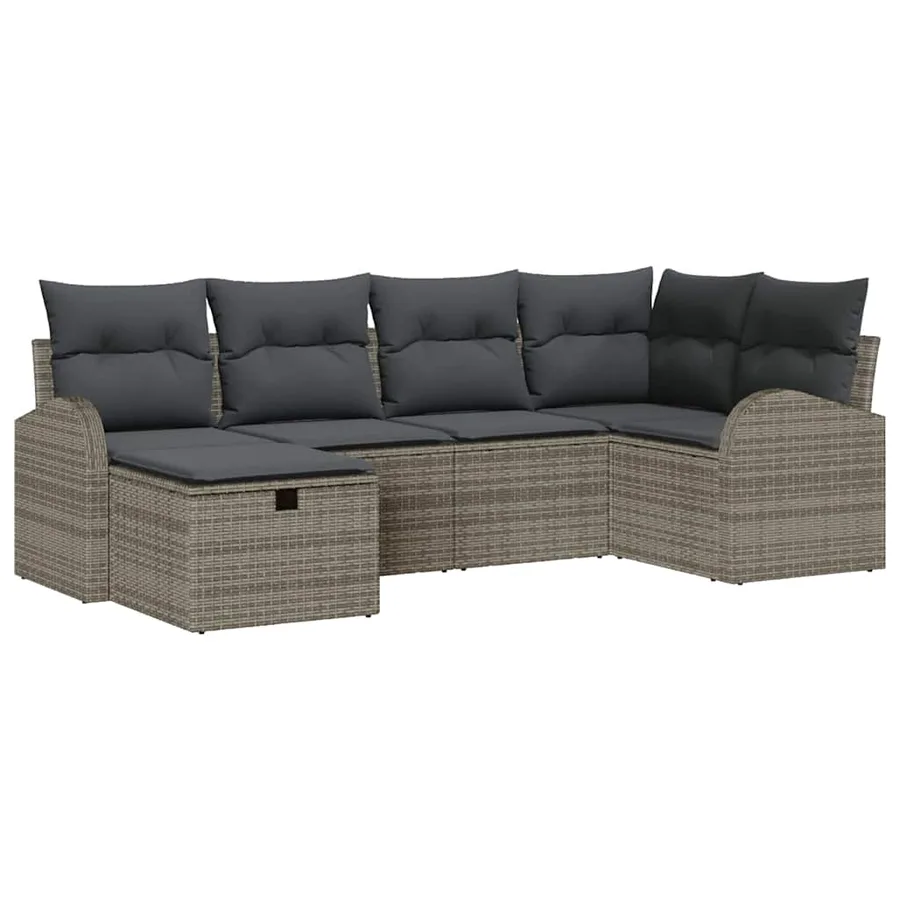 Ensemble de Canapés avec coussin 6 pcs Gris polyrotin - 2