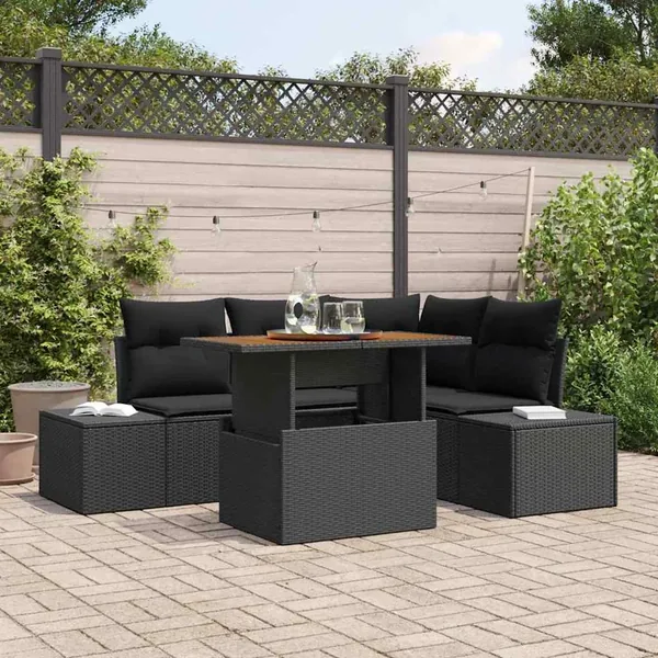 Ensemble de canapé de jardin 5 pc Noir et Marron
