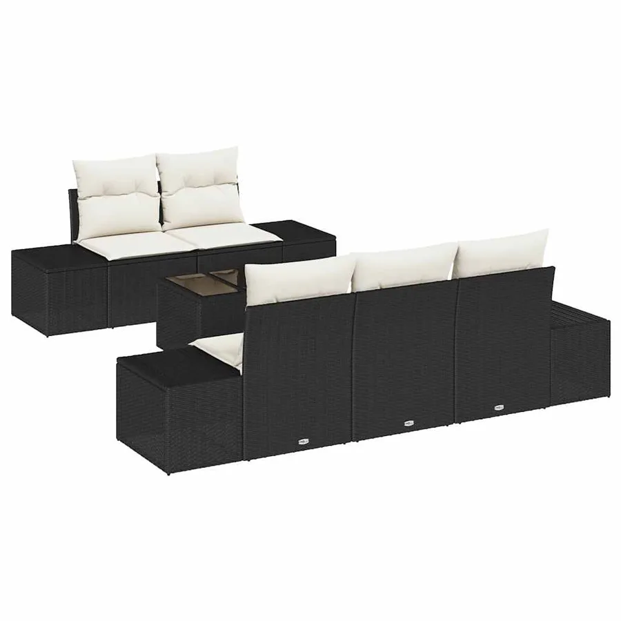 Ensemble de canapé de jardin avec coussin Noir polyrotin - 2