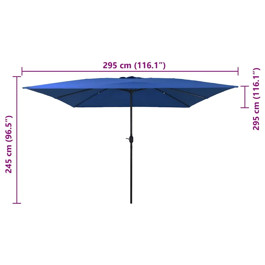 Parasol de jardin 295 x 295 x 245 cm Polyester et Acier Azur - 7
