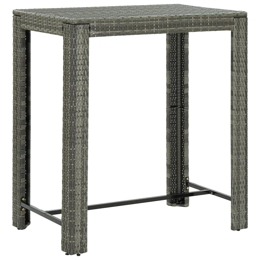 Ensemble de bar jardin 5 pcs gris poly rotin/bois massif acacia - 5