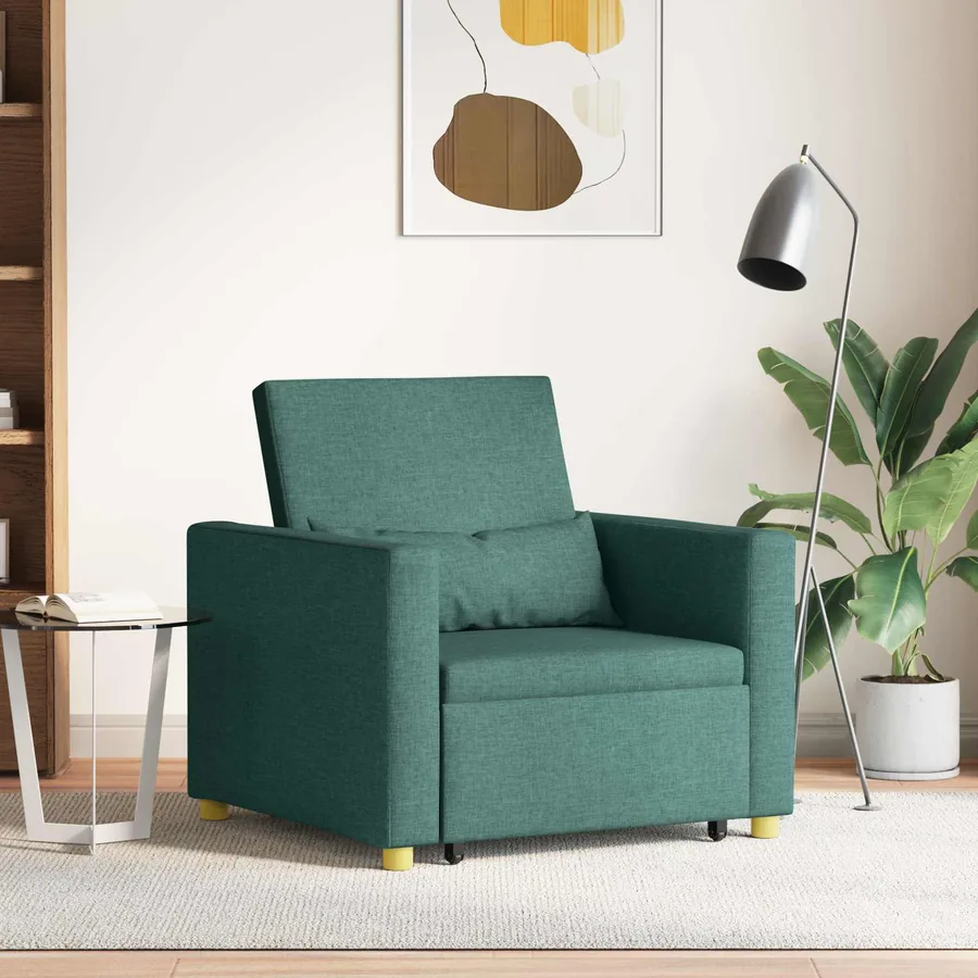 Canapé-lit escamotable simple Vert foncé 90 x 165 x 87 cm tissu